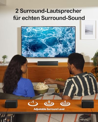 Bild 3 - ULTIMEA 5.1 Soundbar mit Subwoofer, Soundbar für TV mit Dolby Atmos, Heimkino Soundsystem mit 2 Rear-Lautsprechern, Surround Sound, App-Steuerung, einstellbarem Bass, HDMI, Bluetooth, Poseidon D60
