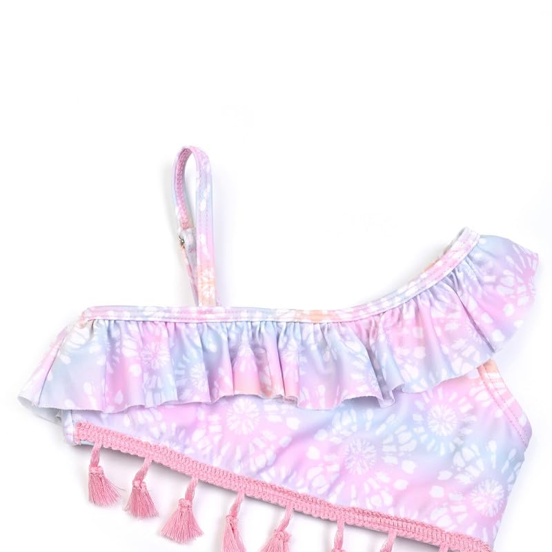 Jxstar Girls Bathing Suits One Shoulder Tie Dye Swimsuits Kids Bikini Beach Clothes Size 8 9