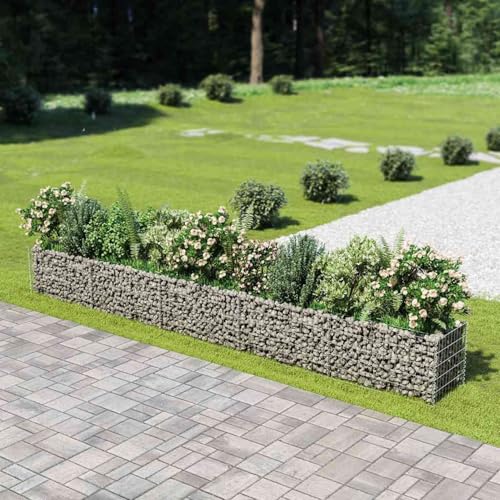 Keketa Gabion - Jardinière surélevée en acier galvanisé - Jardinière surélevée pour légumes - Parterre surélevé - Parterre de fleurs - Jardinière d'extérieur - 450 x 90 x 100 cm