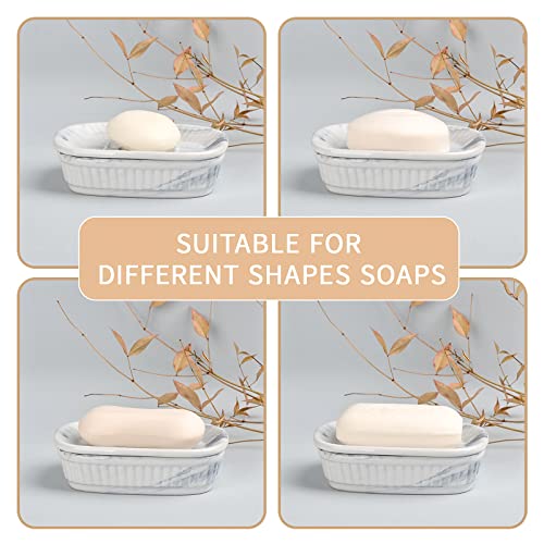 Ceramic Soap Dish, Self-Draining Soap Holder, Double Layer Bar Soap Holder Marble Blue, Draining Soap Dishes For Bathroom Shower Kitchen, Easy To Clean, Keep Soap Dry, Antis's Home #TOP7