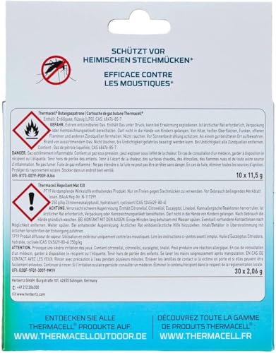 Thermacell R-10 Nachfüllpack - 30 Plättchen + 10 Gaskartuschen für 120h Schutz - Natürlicher Wirkstoff aus Zitroneneukalyptusöl zur… – Ansicht 3