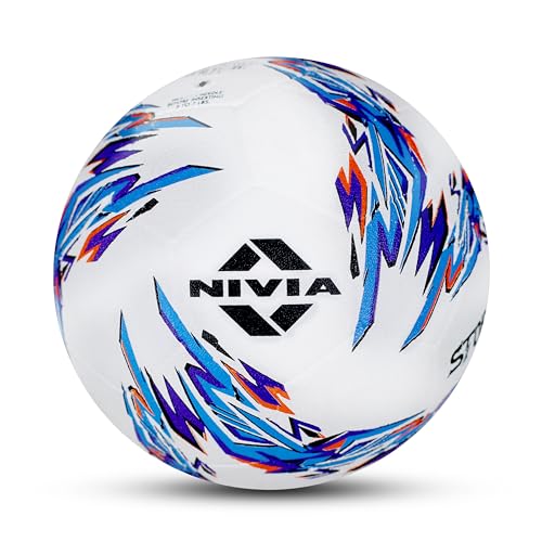 Nivia Storm 2.0 Football | Rubberized Moulded | Suitable for Hard Ground Without Grass, Wet & Grassy Ground & Artificial Turf | Training Ball | for Me