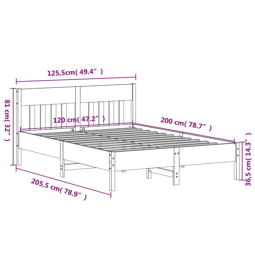 vidaXL Letto senza Materasso Marrone Cera 120x200 cm in Legno di Pino