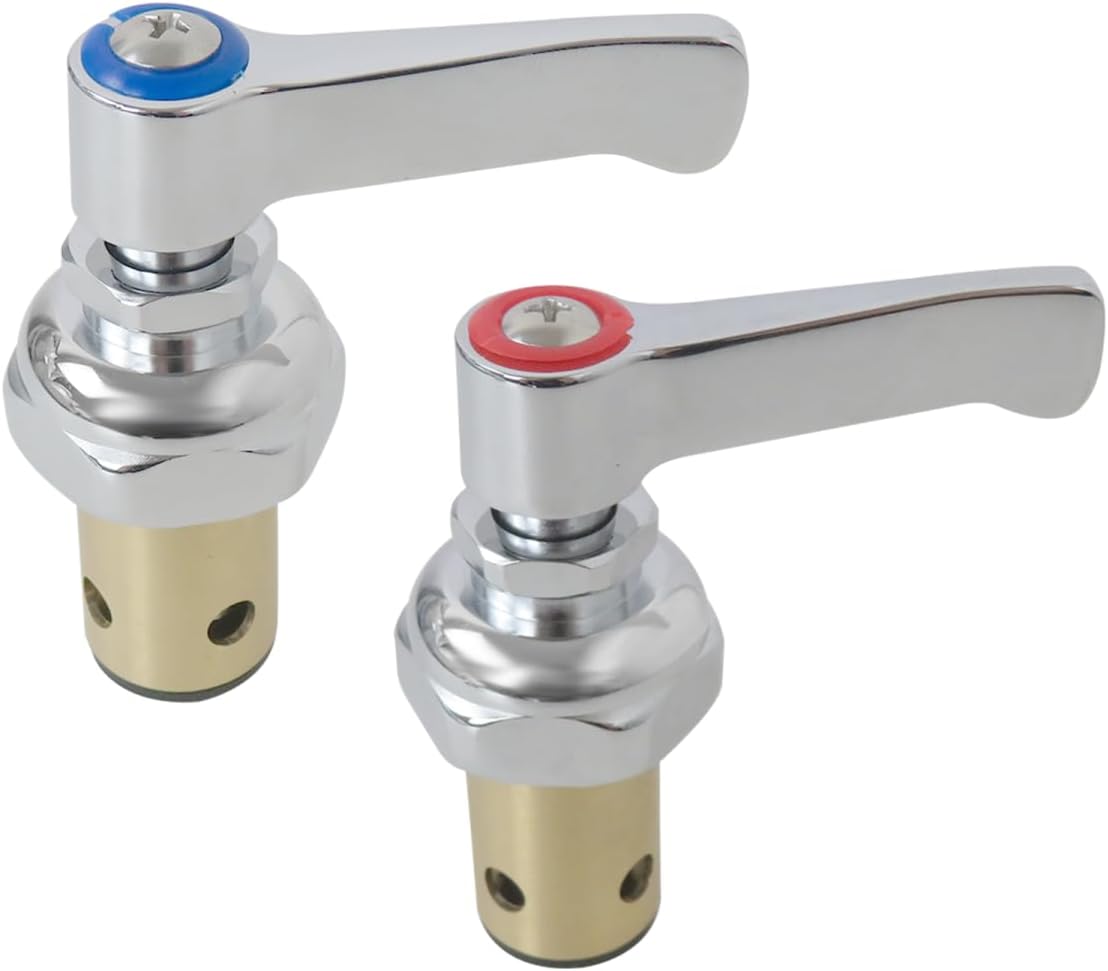 Handle Spindle Assembly Replacement Suitable for Most Commercial Kitchen Faucets, for T&S Brass All Faucets, Quarter Turn Valve Core with Spring Check, Lever Handle, 3-1/8-Inch Height