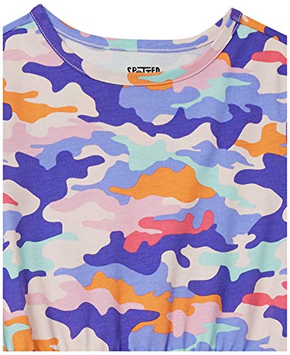 Amazon Essentials Girls' Knit Short-Sleeve Cinch-Waist Dresses (Previously Spotted Zebra), Pack Of 2, Aqua Blue/Blue, Camo, Small #TOP1