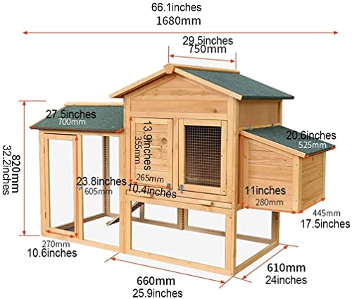 ACIYD Hühnerstall Villa Geflügelstall Kaninchenstall, Hölzerner Hühnermisch großer Hühnerhaus mit großem Hühnerhaus for… – Bild 8