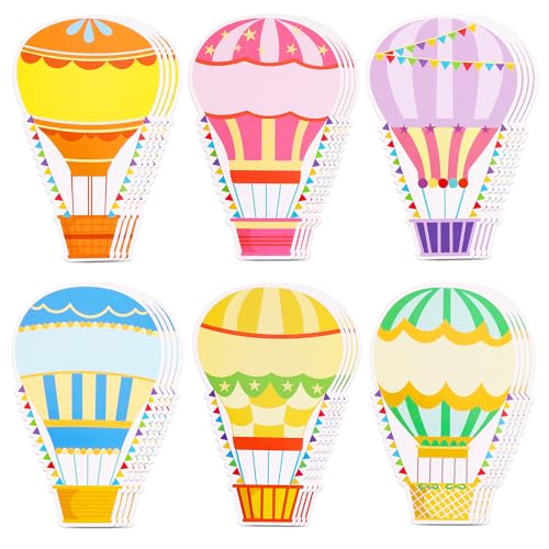 Image of Vuzvuv 60 Pcs Colorful Hot Air Balloons Paper Cutouts 7.2 x 4.8 Inch Name Tags Labels for Spring Bulletin Board Class Decoration for Teacher Student Back to School Party Supplies for Craft Wall Decor