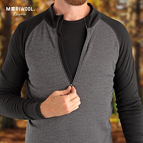 Meriwool Mens Base Layer 100% Merino Wool Midweight 250G Half Zip Sweater For Men Army Green #TOP5