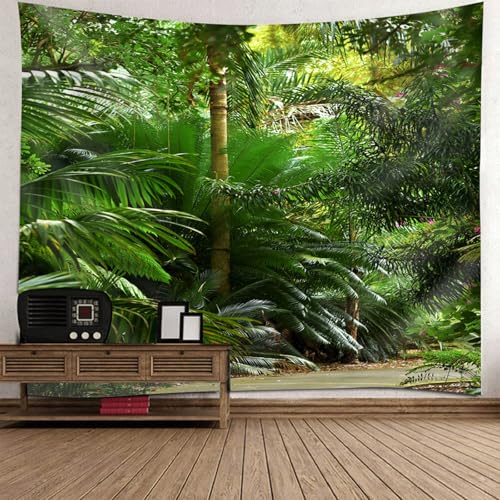 Tenture Murale Nature 140x210CM en Tissu Plantes Tropicales pour Salon et Chambre