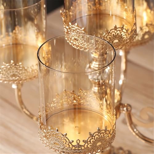 Chandelier à cinq têtes en métal et verre pour décoration de table - 5