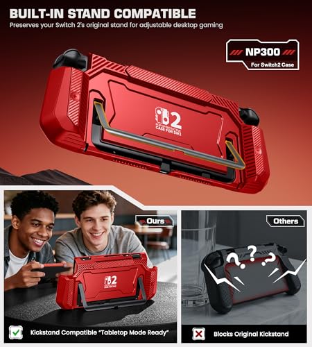 Image of Dockable Red Case for Nintendo Switch 2,[Exclusive Pop-up Joy-Con Quick Release][Military-Grade Protection][Stand Compatible] Switch 2 Protective Case with Ergonomic Grip, Shell for Switch 2 Console