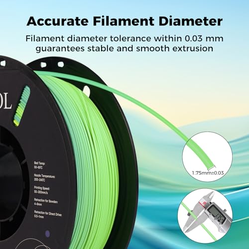 Image of Sovol 3D Printer Matte Multicolored Fast Change Gradient Rainbow PLA 1kg (2.2 lbs) Spool 3D Printing Materials, Dimensional Accuracy + /- 0.03 mm, 1.75 mm, Matte Cabbage