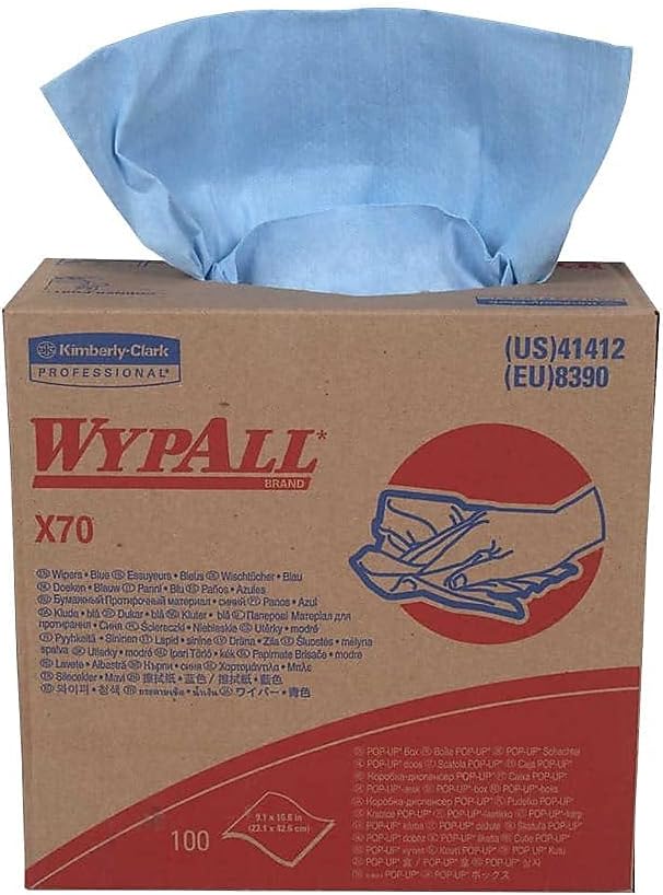 WypAll 41412 X70 HydroKnit Wipers, Blue, 100 sheets/Box