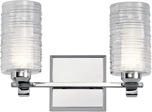 Miniatura 8 de Kichler Giarosa - 2 luces de tocador de 15 pulgadas con vidrio exterior acanalado hilado a mano transparente y cristal interior de ópalo grabado