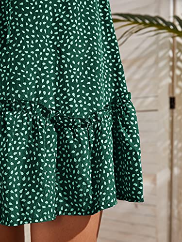Image of Valphsio Womens Smocked Dress Ruffle Floral Tie Front Boho Short Dresses