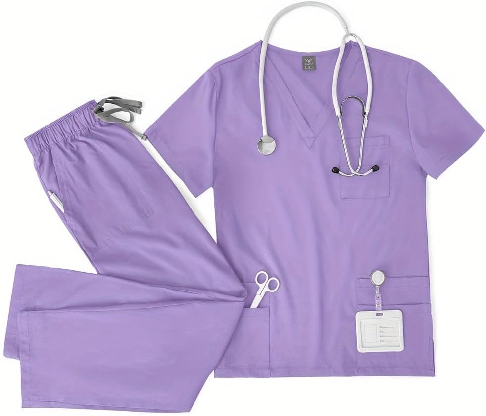 ComfortMax V-neck Double-layer Pocket Scrub for Doctors, Ultra Quick-dry for Busy Shifts