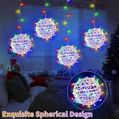 Outdoor Christmas Balls Lights 4 Pack Hanging 11.8" LED Garden Sphere Tree Lights 8 Modes Waterproof String Lights with Memory Timer Plug for Party Yard Porch Eave Patio Home Decoration-Multicolor by SenLuKit - Image 5