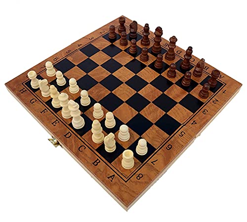 木製の折りたたみ式戦略チェスボードゲーム（29.5cmx4cmx15cm）小（SSTP）-B | 木製のチェス盤ピースなし、ギフトパッケージ付きの旅行用ポータブルチェス盤-チェスのルール、初心者、子供、大人のためのプロのチェス盤