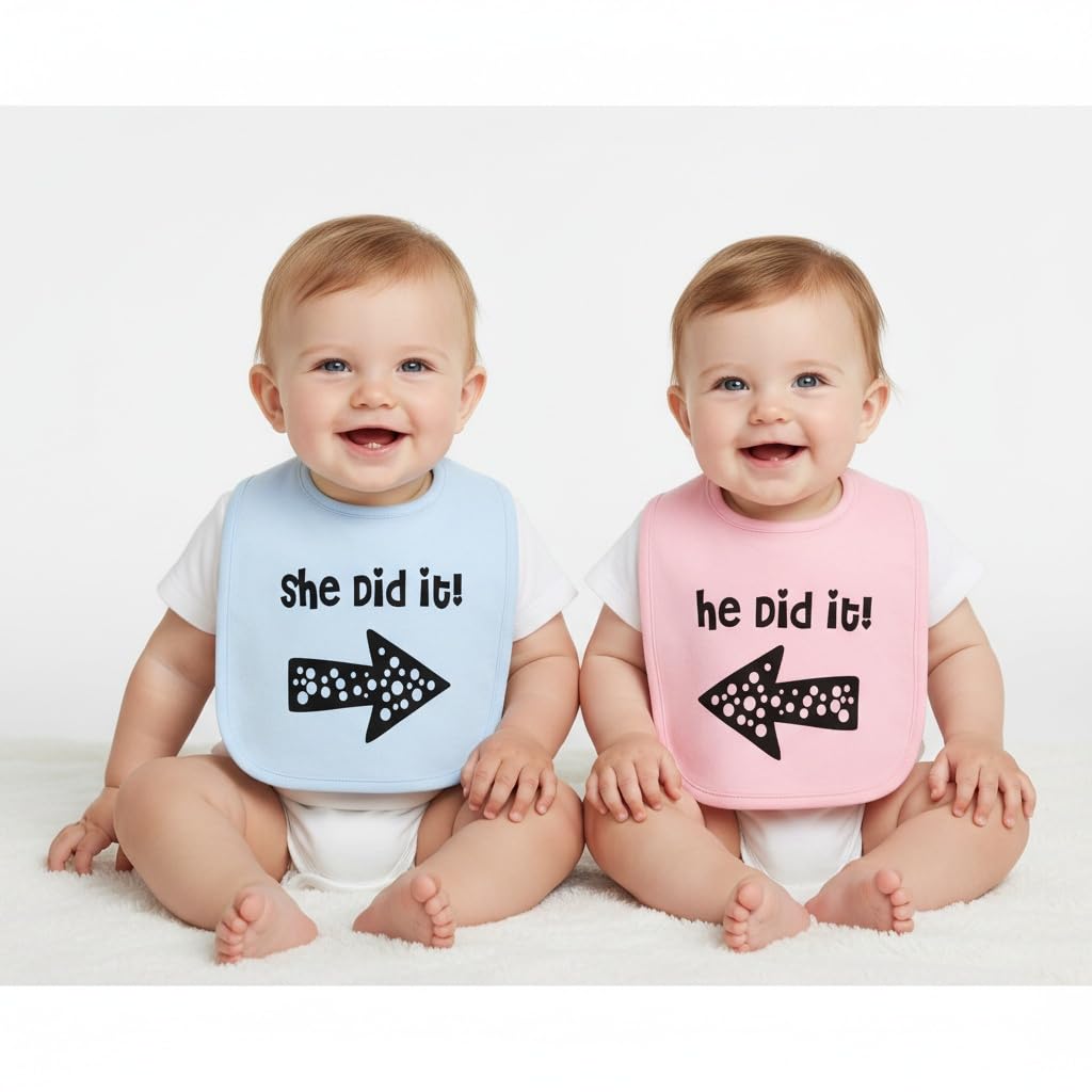 culbutomind Baby Twins Bibs He/She Did It Newborn Baby Toddler Cute Unisex Bibs Infant Twin Outfits(black) - Image 4