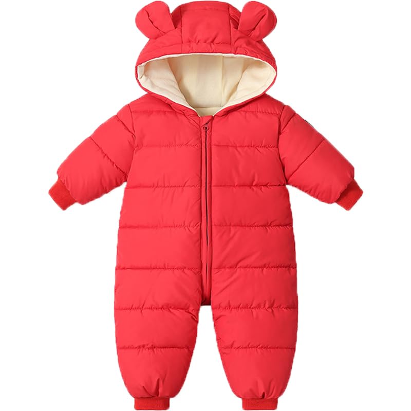 Image of Ilyboz Infant Toddler Snowsuit Cute Baby Bear Suit Newborn Winter Coat Warm Hooded Jumpsuit for Boys Girls
