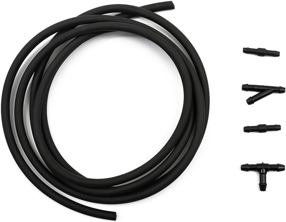2M Windshield Wiper Washer Spray Hose with Connectors for Nozzle Pump ABS Plastic and Rubber Material