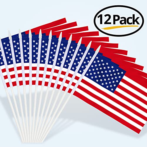 Bandeira da vara dos EUA, ANLEY Bandeira americana dos EUA de 5x8 polegadas com mini bastão de 12 
