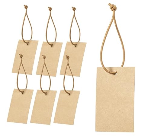 50 Hangtag-Etiketten, hergestellt aus recyceltem Karton, mit elastischem Seil zum Aufhängen, 50 Stück Cover