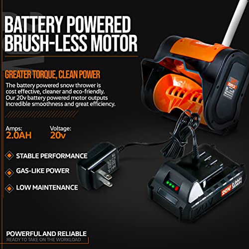 Superhandy Snow Thrower / Power Shovel, Cordless Rechargeable Dc 20V, Handheld, Lightweight | 10" In. Width 5" In. Depth, 25' Ft Throwing Distance, 300 Lbs Per Min #TOP6