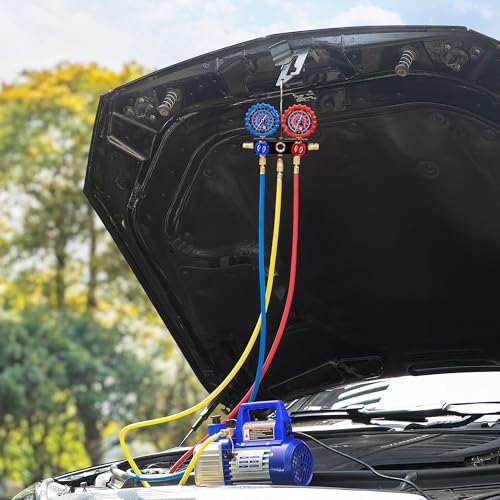 VIVOHOME HVAC Manifold Gauge Set with R134a R1234yf Quick Couplers and Can Taps, Automotive AC Gauges with 3 Hoses for Car Freon Charging and Evacuation by VIVOHOME - Image 8