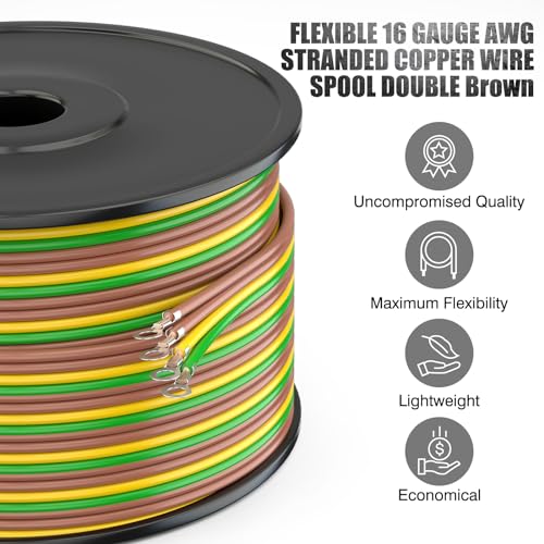 image for SUZCO 100Ft 3 Color-Coded 3-Way 3-Pin 4 Wires Enough 14AWG Trailer RV 