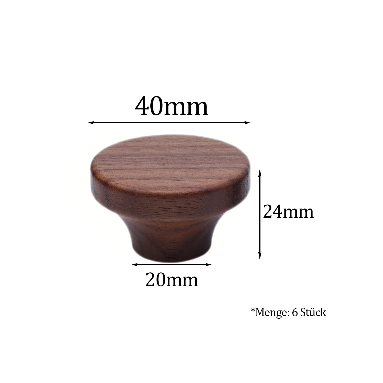 NAKUPENDA Pomos Redondos de Madera 6Pcs para Muebles, Tiradores para Cajones, Armarios y Cómodas (Nogal Negro)