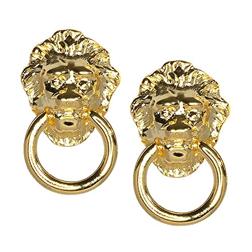 Kenneth Jay Lane Lionhead Doorknocker Clip Earrings
