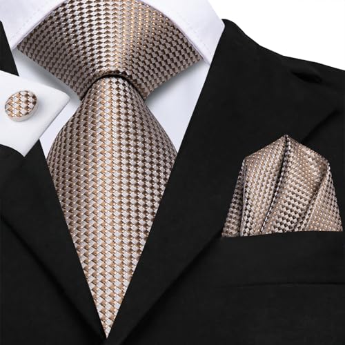 Image of Hi-Tie Men 63inches Tie Set Extra Long Necktie Paisley Tie Pocket Suqare Cufflinks Big and Tall Men Tie