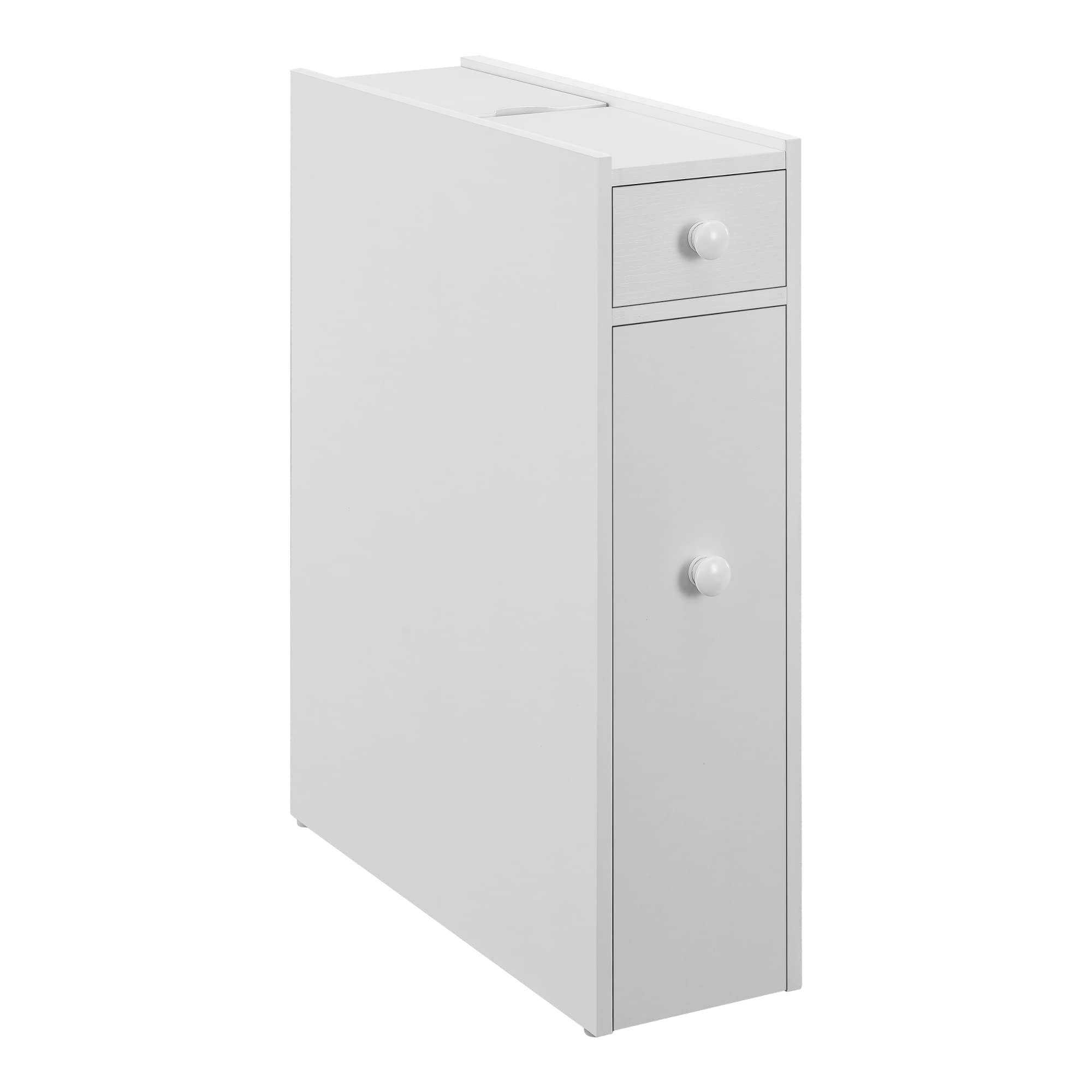 [en.casa] Meuble de Rangement de Salle de Bain Organisateur à 2 Tiroirs Commode Armoire pour Toilettes Panneau de Particules 58 x 16 x 48 cm Blanc
