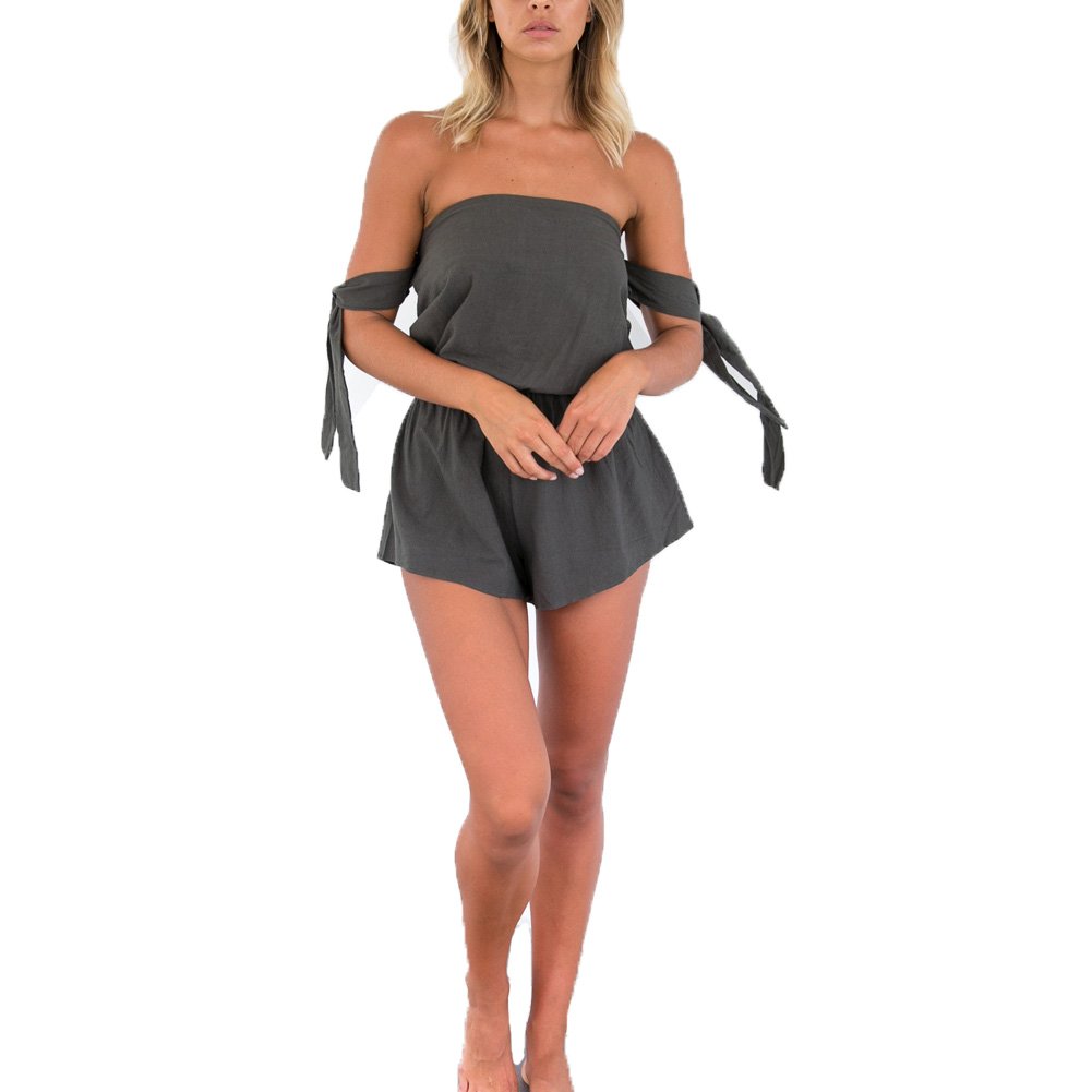 UK Womens One Shoulder Holiday Mini Playsuits Ladies Jumpsuit Summer Beach Size 6-14 Dark Green