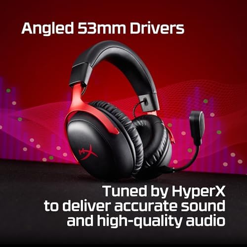 HyperX Cloud III S β Wireless Gaming Headset for Multi-Platform, 2.4GHz, Bluetooth, Battery Life up to 120 Hours 2.4GHz / 200 Hours Bluetooth, 53mm Angled Drivers, Detachable Mic β Black - 3