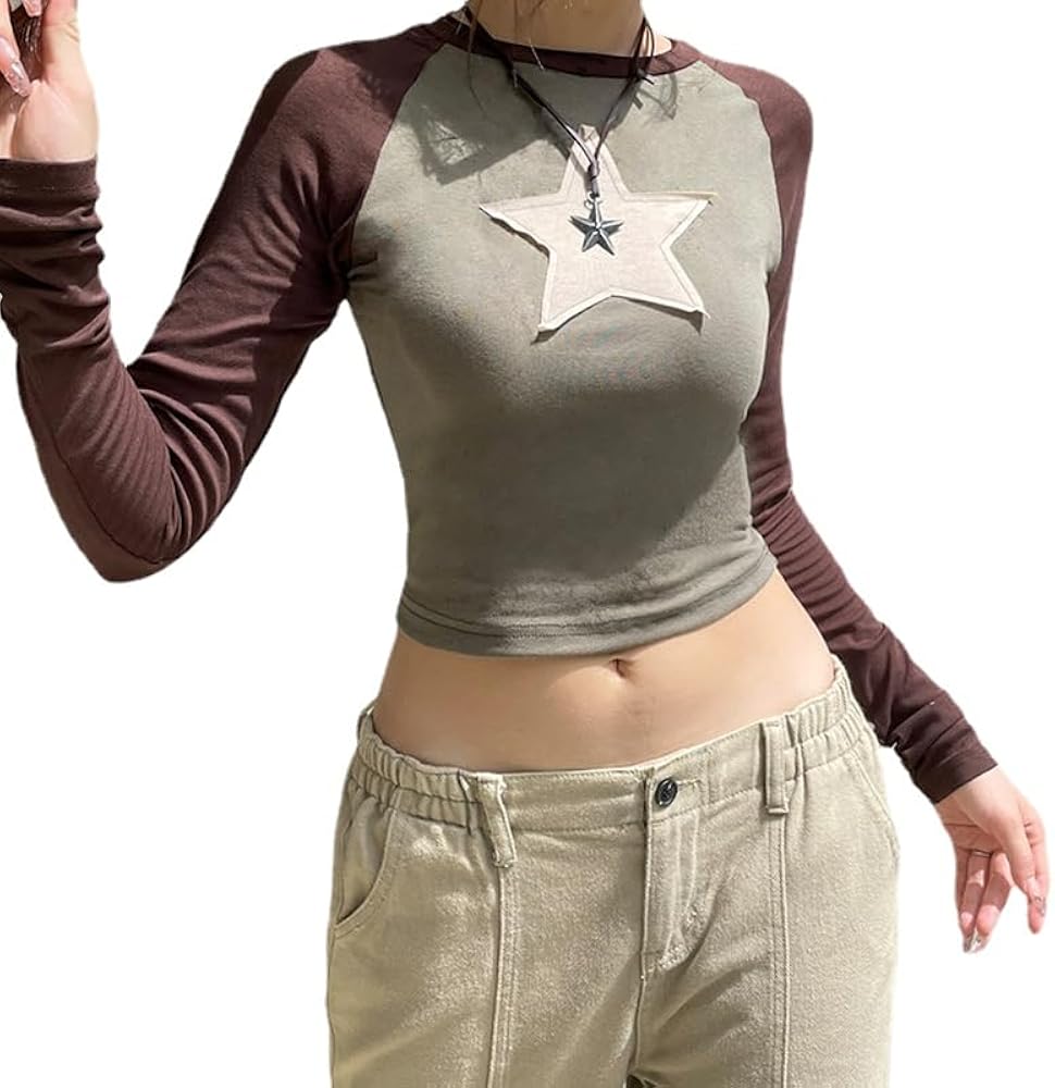 あああused graphic y2k tops Women's Y2K Grunge Top Shirts Star Pattern Vintage T-Shirts