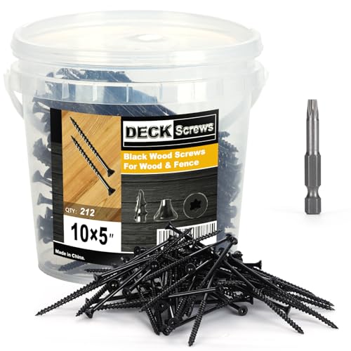 Bobibbi Deck Screws #10X5’’, T25 Star Torx Drive Flat Head Wood Screws, Black, 5lb