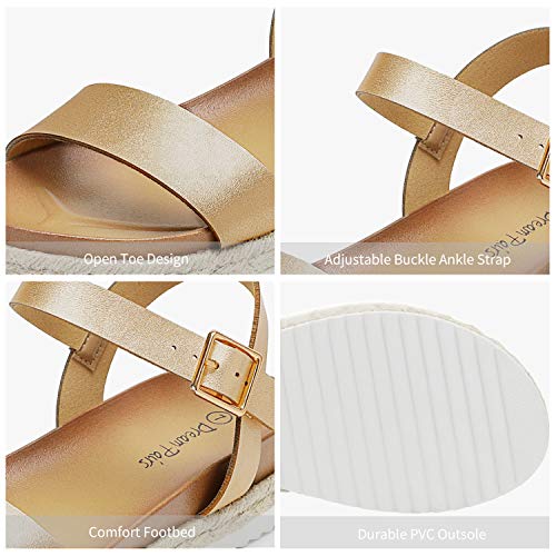 Image of DREAM PAIRS Women's Open Toe Ankle Strap Espadrille Casual Flatform Platform Wedge Sandals