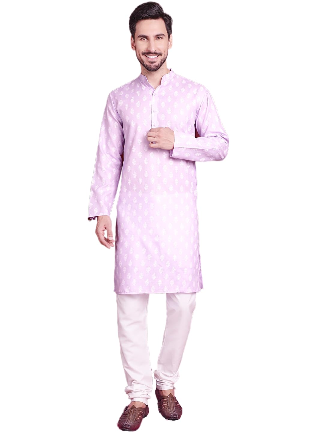 jompers Men's Cotton Blend Floral Printed Kurta with Pyjama Set-picture-15