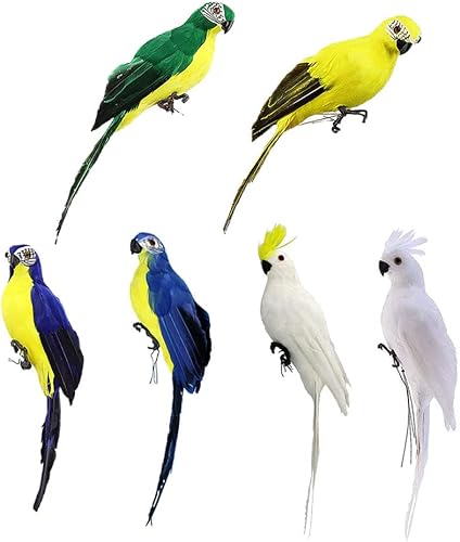 Vista 2 de SEIWEI Loro artificial de plumas artificiales de loro simulación lindo loro manualidades casa oficina jardín fiesta adorno decoración