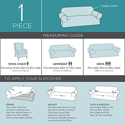 Maytex Reeves Stretch 1 Piece Loveseat Furniture Cover Slipcover, Dark Sage Green #TOP4