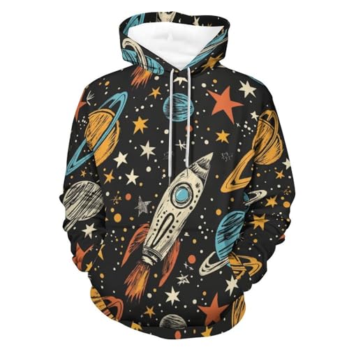 Sweat à capuche fusée étoile planétaire pour homme et femme taille S