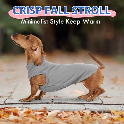 Image of Stretch Fleece Dachshund Sweater for Chilly Days, Grey, L | Warm Sleeveless Dachshund Clothes, Lightweight Breathable Pullover Sweatshirts for Outdoor Movement, Wiener Dog Clothes