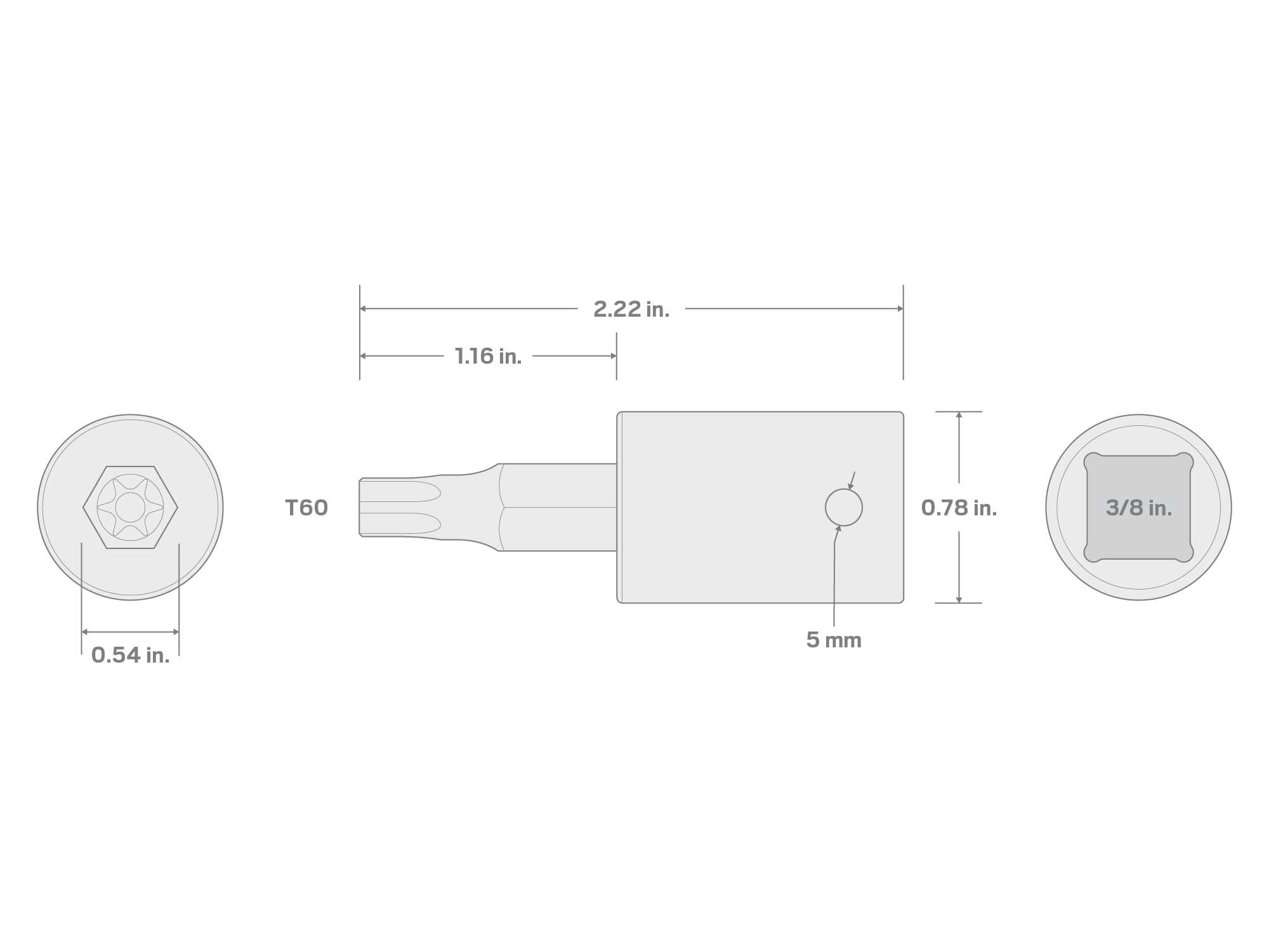 TEKTON Napęd 3/8 cala x gniazdo udarowe T60 Torx Bit | SIB14260