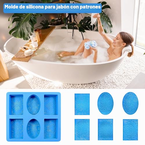 Miniatura 4 de Kqdravine Moldes De Silicona Y Jabón, Moldes Para Fabricación De Jabón, 6 Cavidades