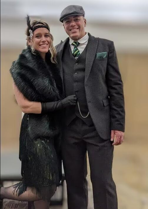 Wangyue Herringbone Tweed Suits for Men Slim Fit 3 Piece Suit Two Buttons Wool Suits 1920's Themed Wedding Suit2