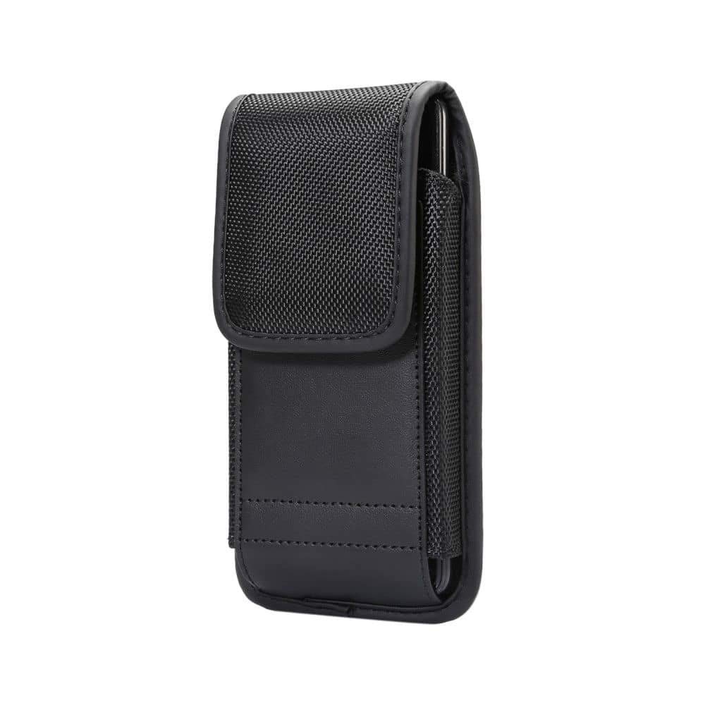 Custodia da Cintura con Porta Carte in Nylon e Similpelle Verticale per Google Pixel 8 - Nero