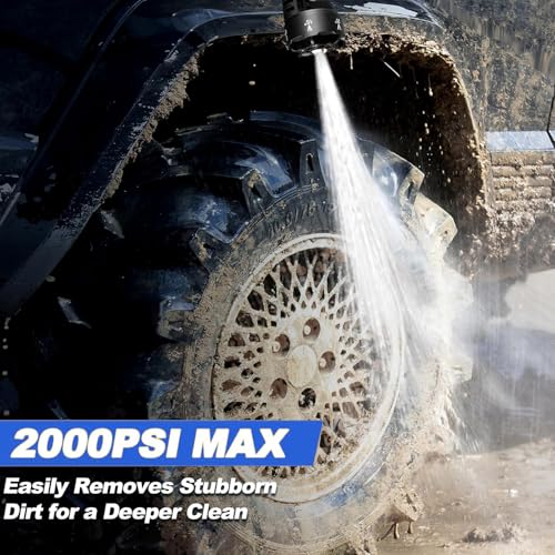 Cordless Pressure Washer with Battery& 6 in 1 Nozzle, 2600mAh Battery-Operated Portable Brushless Power Washer with 5M Hose, Adjustable Foam Cannon, Storage Box, Jet Wash Tool for Patio/Car/Garden - Image 8