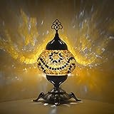 DEMMEX Battery Operated Handmade Colorful Mosaic Glass Compact Table Desk Bedside Lamp Lampshade...